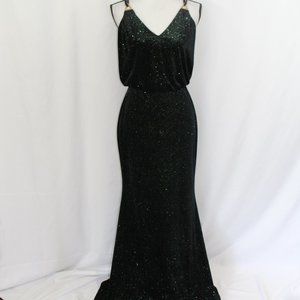 Calvin Klein Sparkly Dark Green Velvet Dress